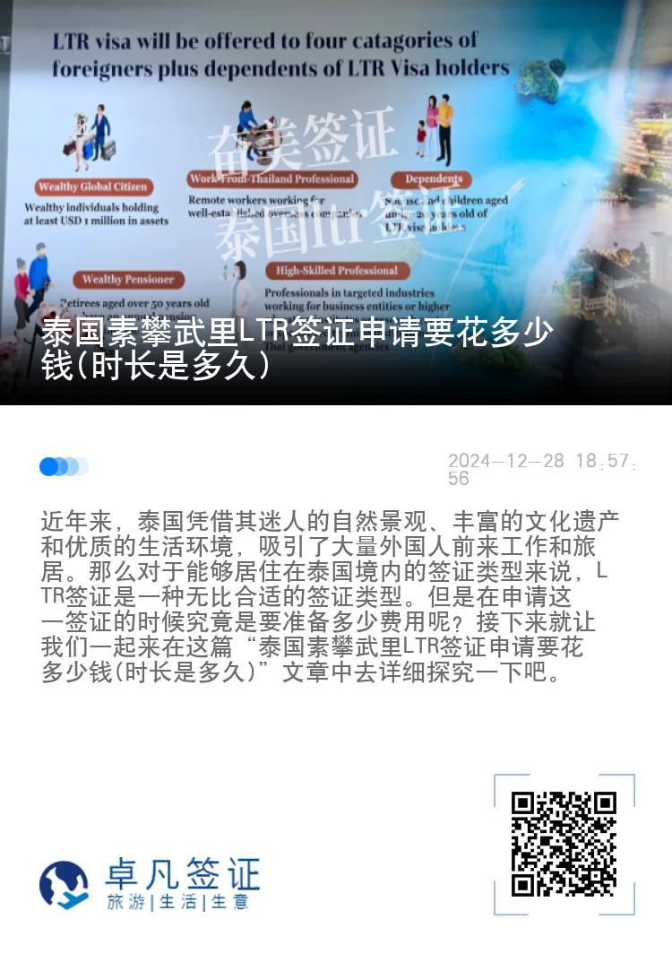 泰国素攀武里LTR签证申请要花多少钱(时长是多久)